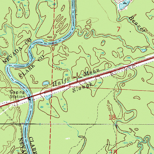 Topographic Map of Half Moon Slough, AR