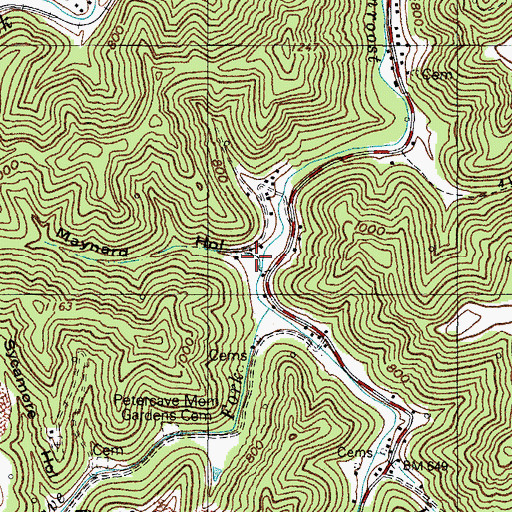 Topographic Map of Maynard Hollow, KY