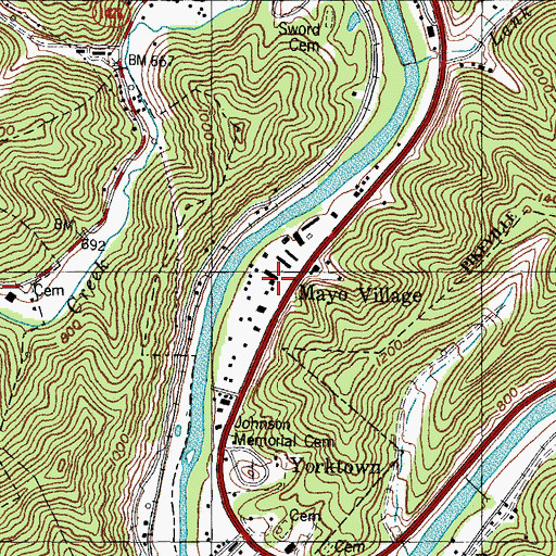 Topographic Map of Mayo Village, KY