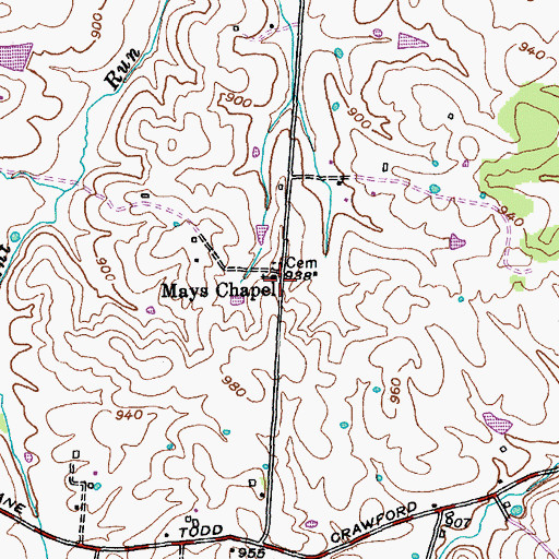 Topographic Map of Mays Chapel, KY