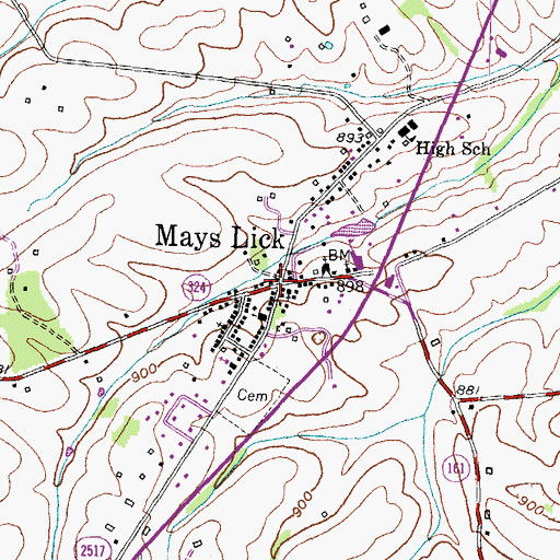 Topographic Map of Mays Lick, KY