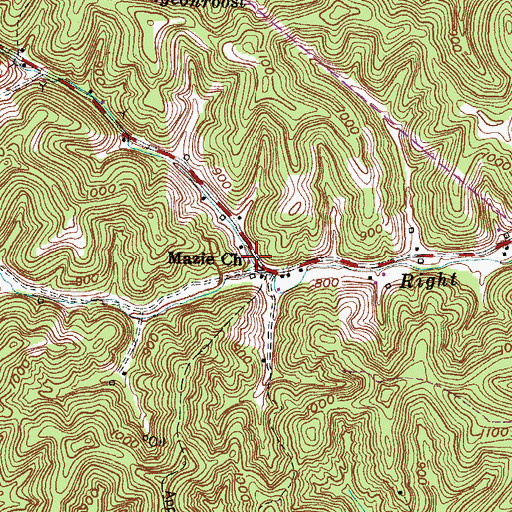 Topographic Map of Mazie Church, KY