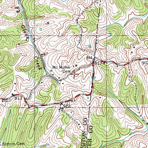 Topographic Map of Mc Mullin Cemetery, KY