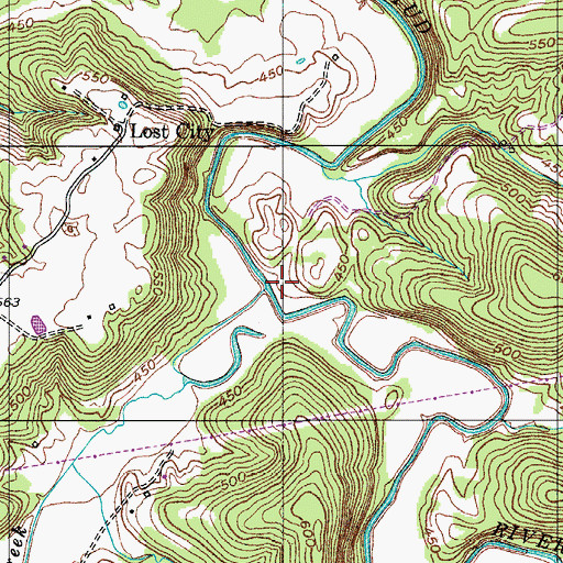Topographic Map of McAdoo Creek, KY
