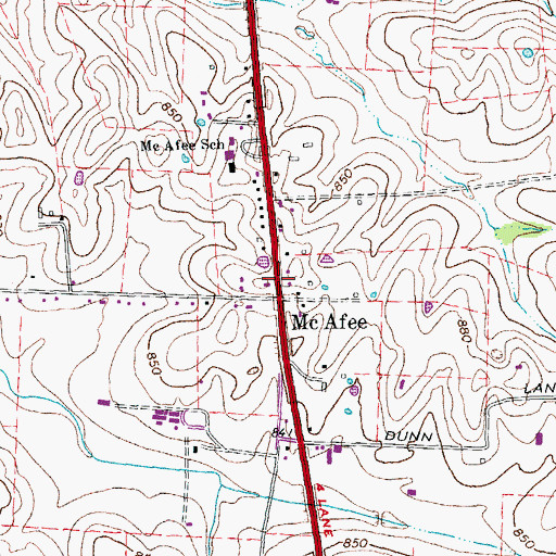 Topographic Map of McAfee, KY