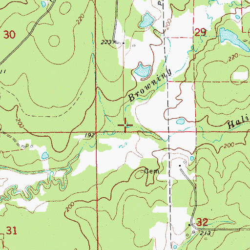 Topographic Map of Haligan Branch, AR
