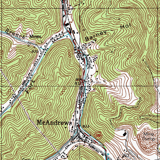 Topographic Map of McAndrews, KY