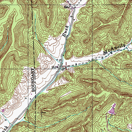 Topographic Map of McAnelly Branch, KY