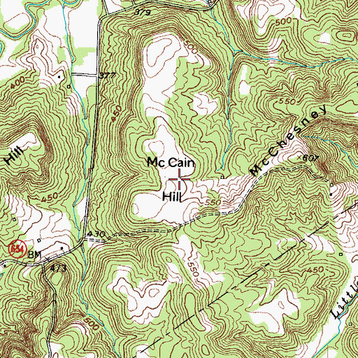 Topographic Map of McCain Hill, KY