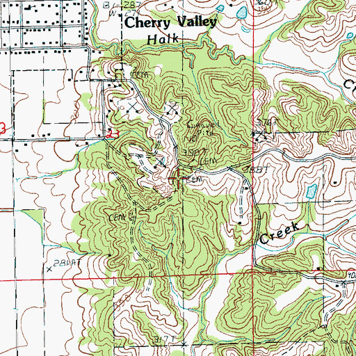 Topographic Map of Halk Cemetery, AR