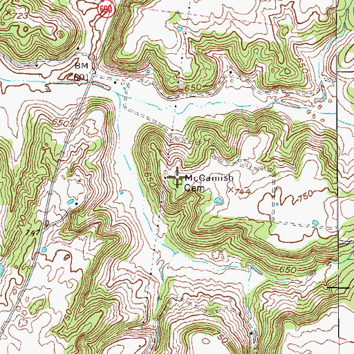 Topographic Map of McCamish Cemetery, KY