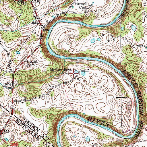 Topographic Map of McCandless Cemetery, KY