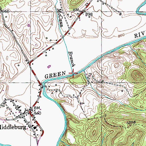Topographic Map of McCann Branch, KY