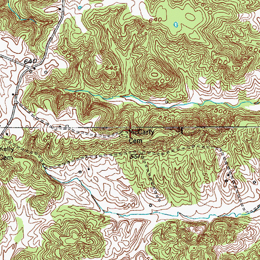 Topographic Map of McCarty Cemetery, KY