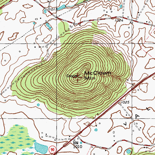 Topographic Map of McClown Mountain, KY