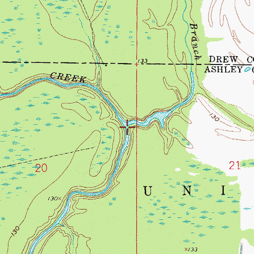 Topographic Map of Hall Branch, AR