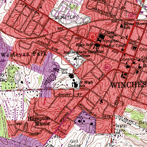 Topographic Map of McClure School, KY