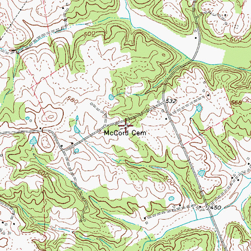Topographic Map of McCord Cemetery, KY