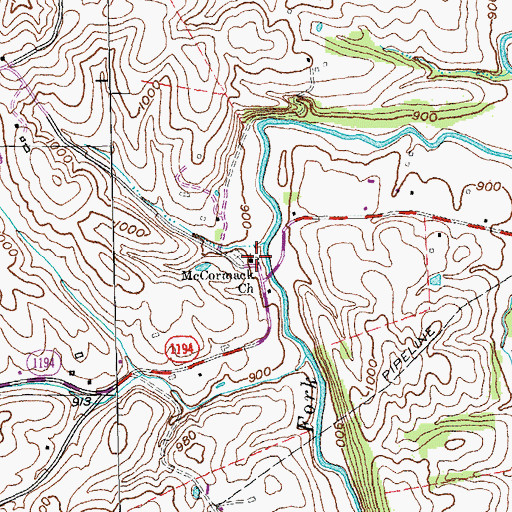Topographic Map of McCormack Christian Church, KY