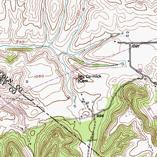 Topographic Map of McCormick Cemetery, KY