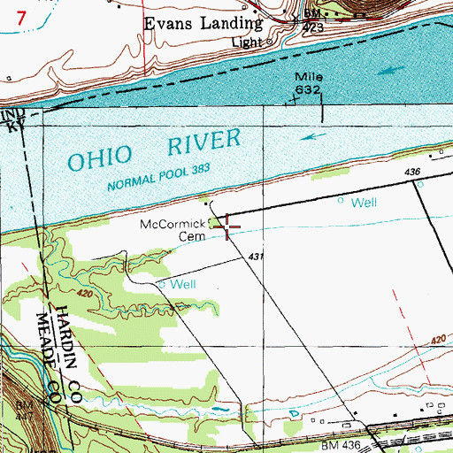 Topographic Map of McCormick Cemetery, KY