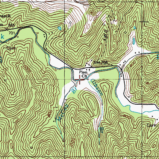 Topographic Map of McCoy Branch, KY