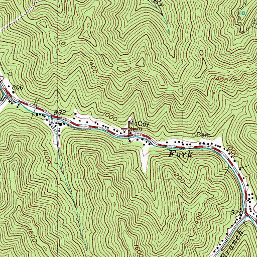 Topographic Map of McCoy Cemetery, KY