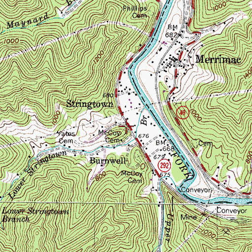 Topographic Map of McCoy Cemetery, KY