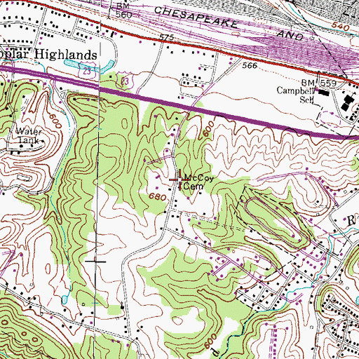 Topographic Map of McCoy Cemetery, KY