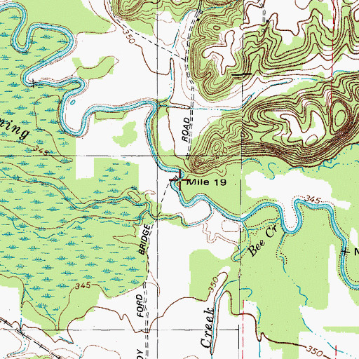 Topographic Map of McCoy Ford Bridge, KY