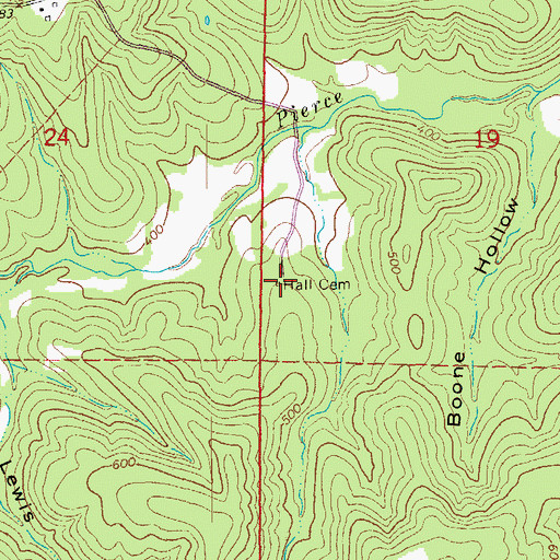 Topographic Map of Hall Cemetery, AR