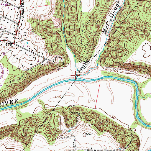 Topographic Map of McCullough Run, KY
