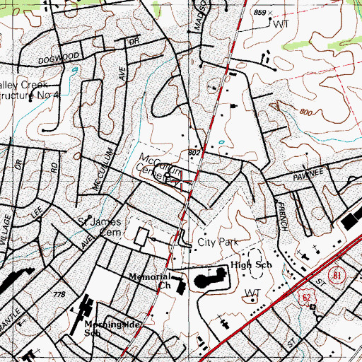 Topographic Map of McCullum Cemetery, KY