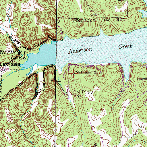 Topographic Map of McDaniel Cemetery, KY