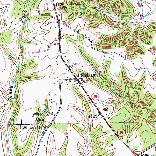 Topographic Map of McDaniel School, KY