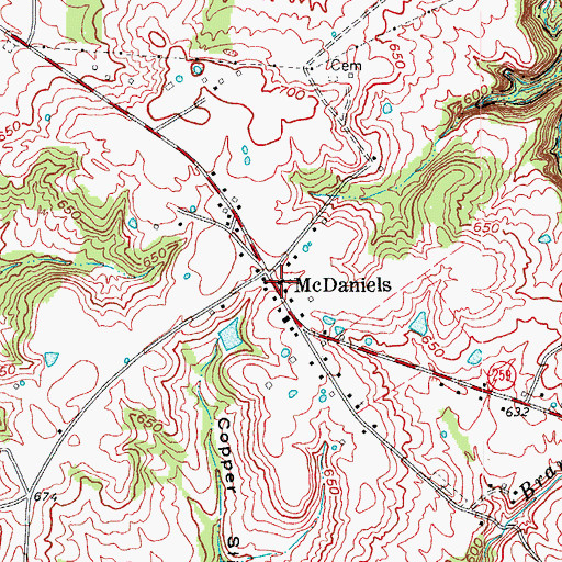 Topographic Map of McDaniels, KY