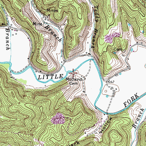 Topographic Map of McDavid Cemetery, KY