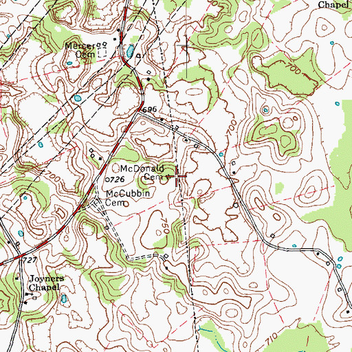 Topographic Map of McDonald Cemetery, KY