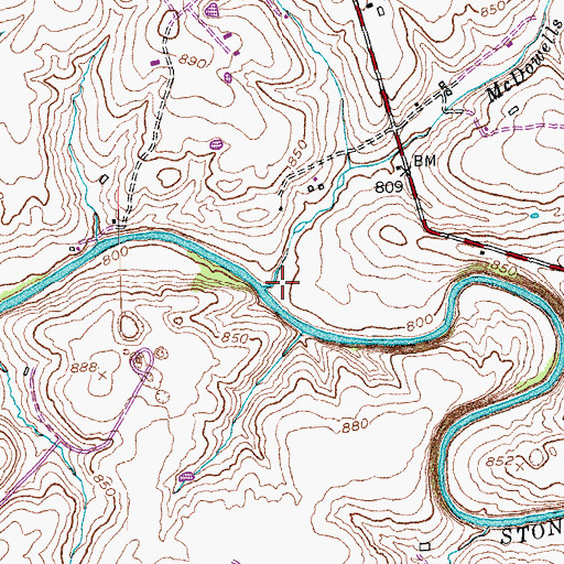 Topographic Map of McDowells Run, KY