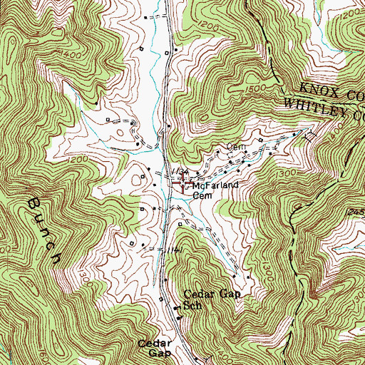 Topographic Map of McFarland Cemetery, KY