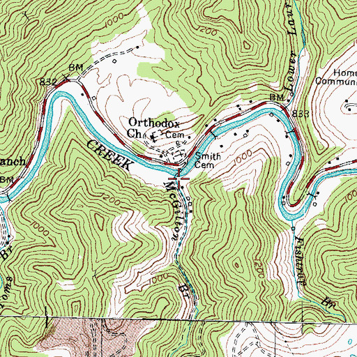 Topographic Map of McGilton Branch, KY
