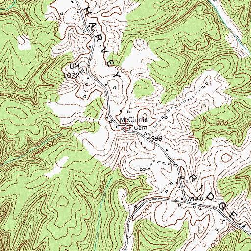 Topographic Map of McGinnis Cemetery, KY
