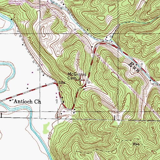 Topographic Map of McGinnis Cemetery, KY