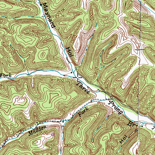 Topographic Map of McGlone Fork, KY