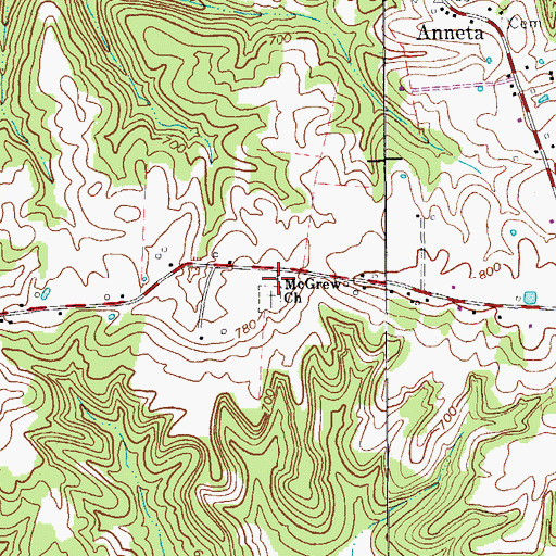 Topographic Map of McGrew Church, KY