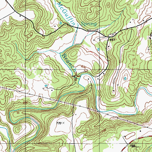 Topographic Map of McGuffin Branch, KY