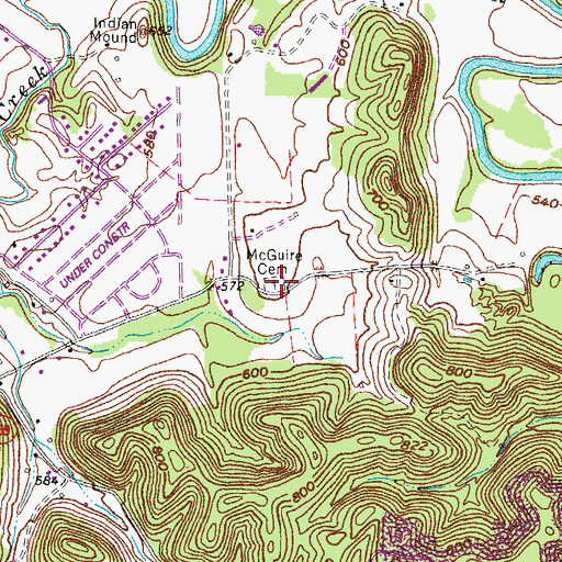 Topographic Map of McGuire Cemetery, KY