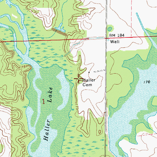 Topographic Map of Haller Cemetery, AR