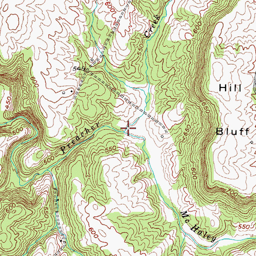 Topographic Map of McHaley Creek, KY