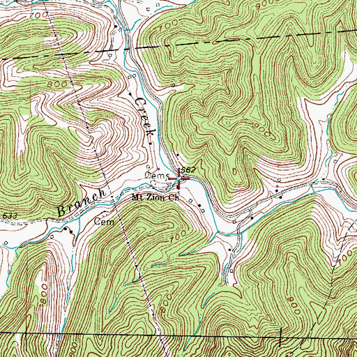 Topographic Map of McIntier Branch, KY